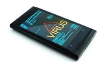 Security concept: smartphone with text Virus